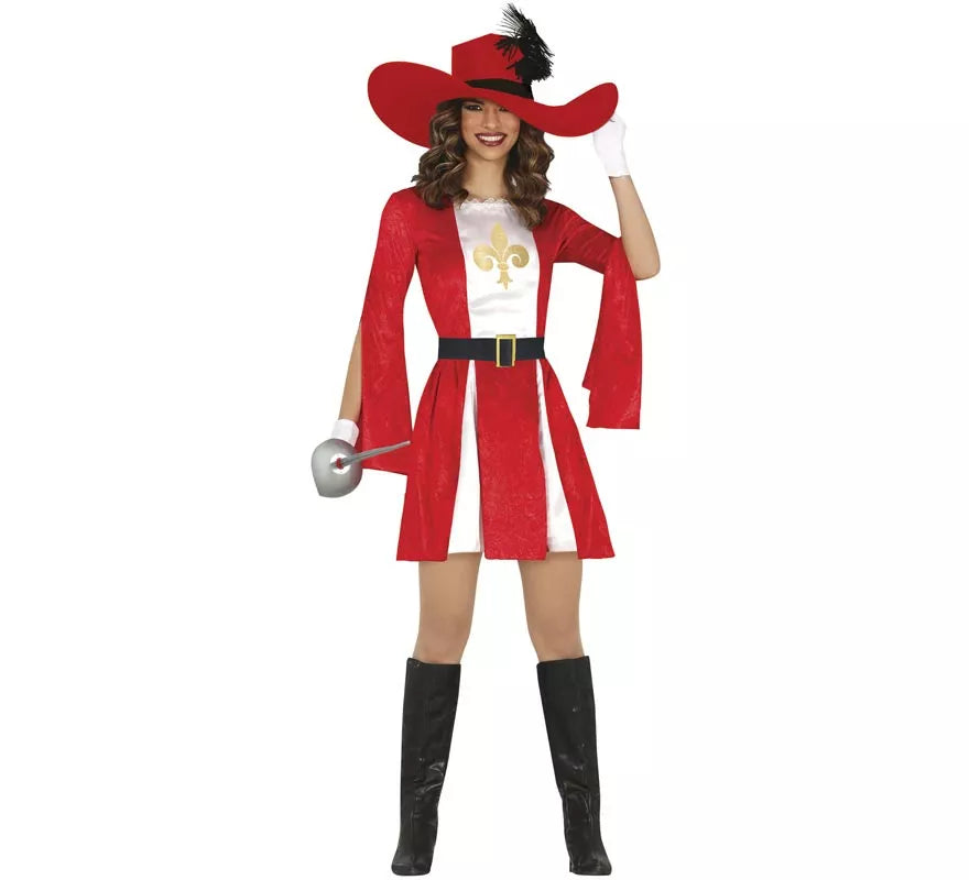 Disfraz de Mosquetera roja para mujer