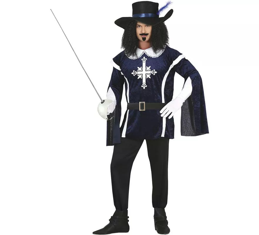 Disfraz de Mosquetero Azul Elegante para hombre