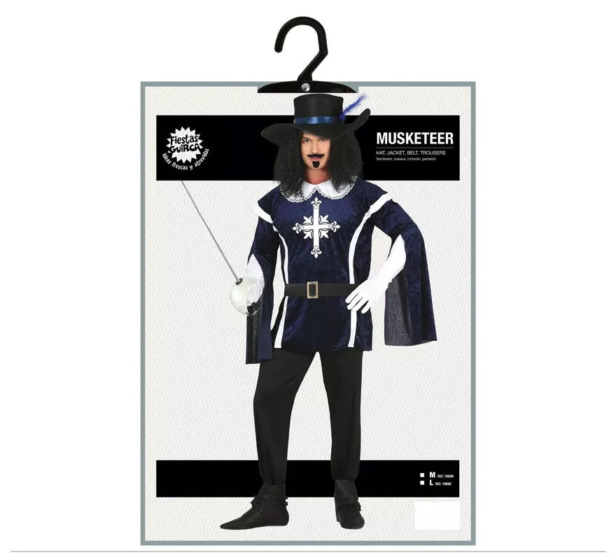 Disfraz de Mosquetero Azul Elegante para hombre