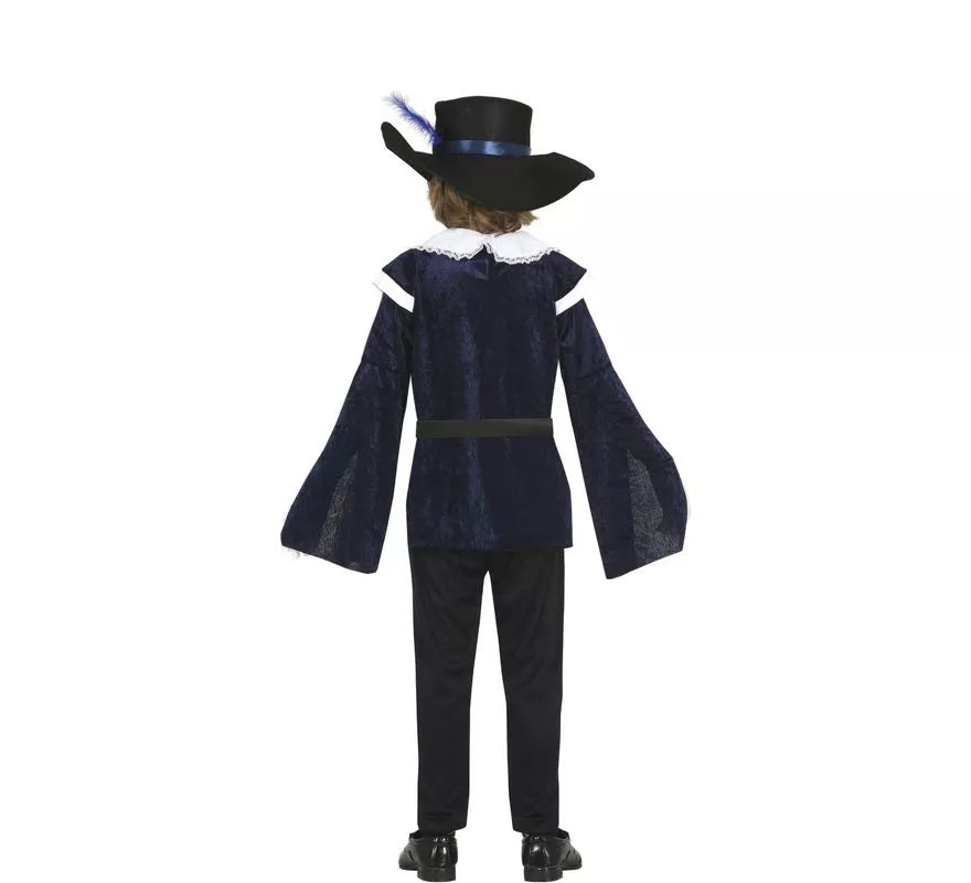 Disfraz de Mosquetero Azul Elegante para niño