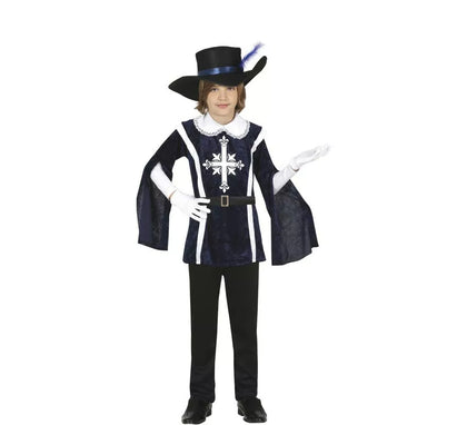 Disfraz de Mosquetero Azul Elegante para niño