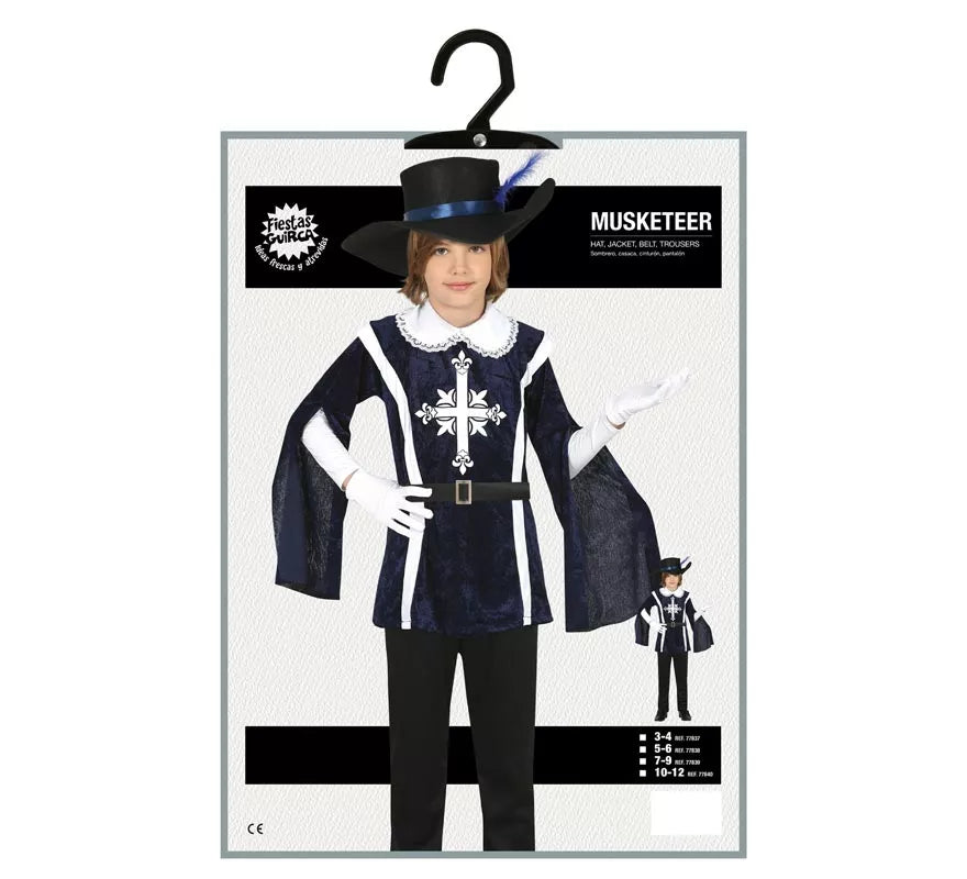 Disfraz de Mosquetero Azul Elegante para niño