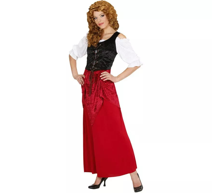 Translation missing: en.Disfraz de Moza de Taberna rojo y negro para mujer