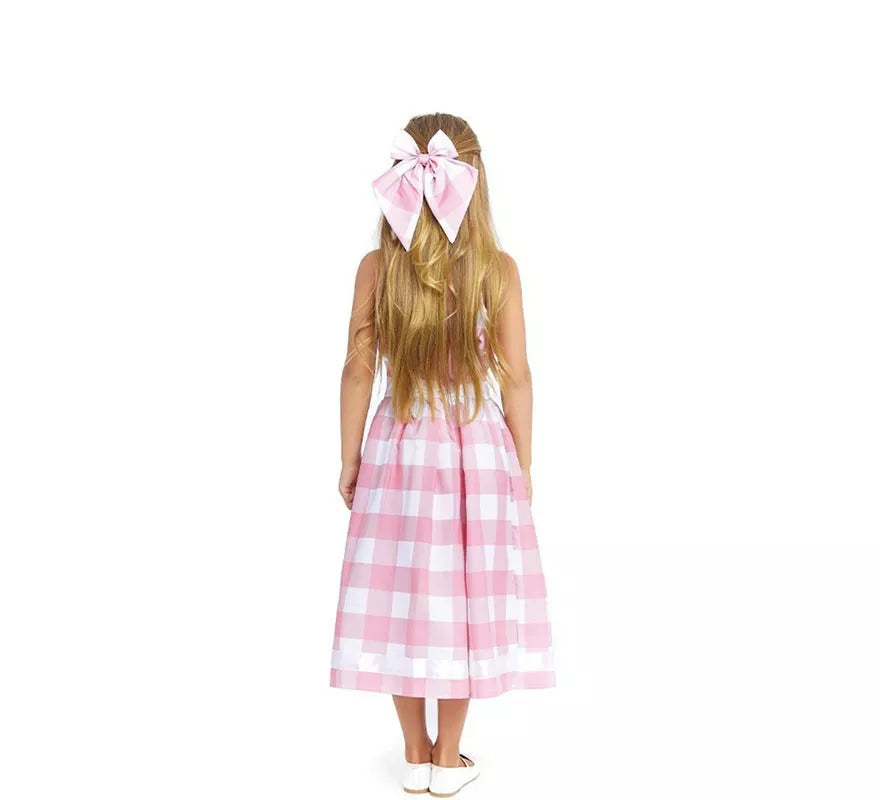 Translation missing: en.Disfraz de Muñeca a cuadros rosa y blanco para niña