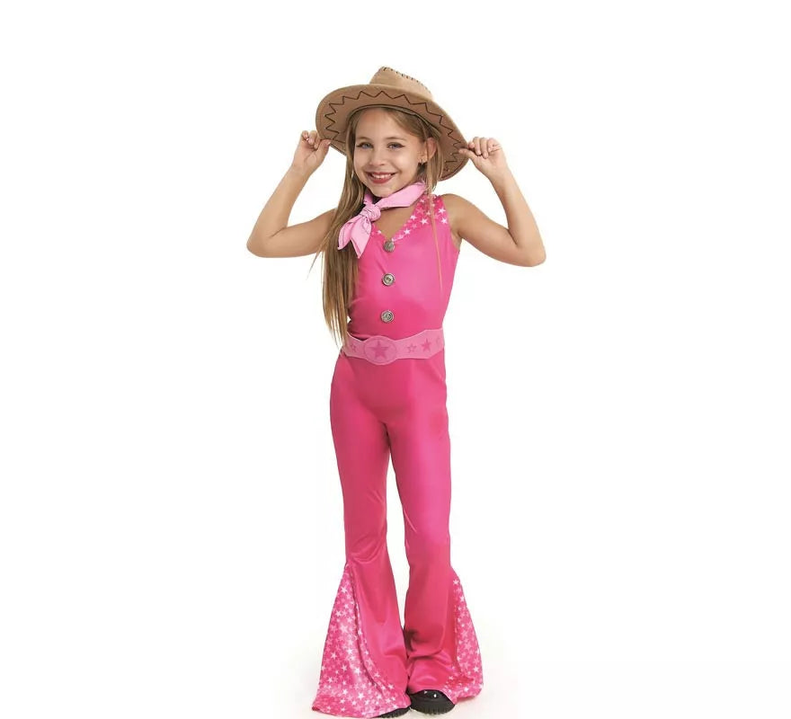 Disfraz de Muñeca Famosa Vaquera fucsia para niña