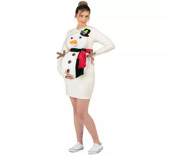 Snowman costume in a dress for pregnant women