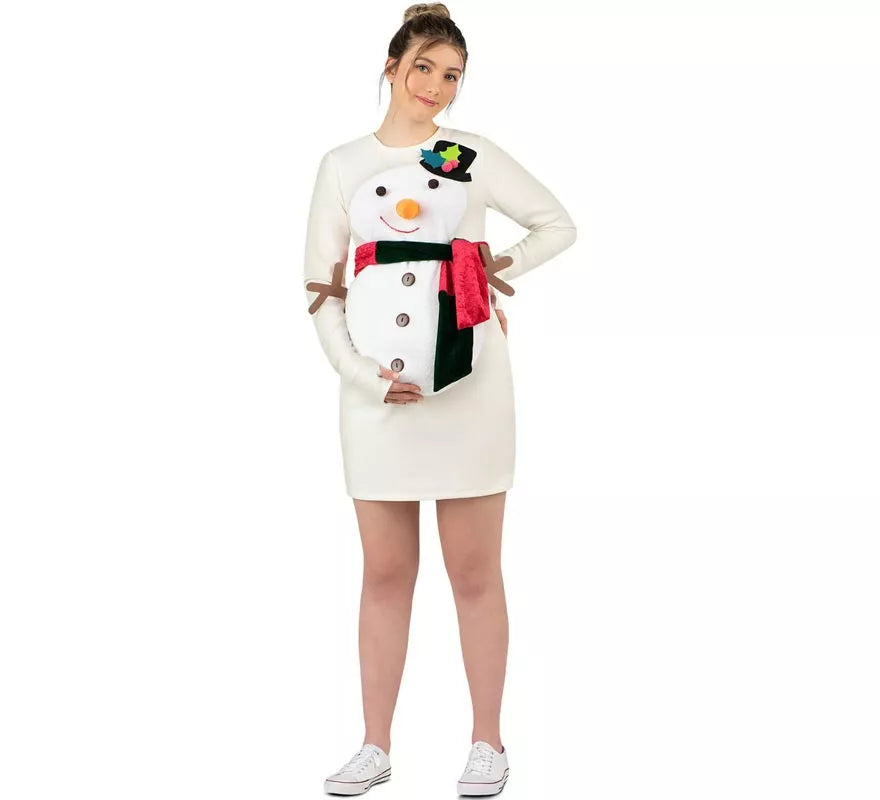 Disfraz de Muñeco de Nieve en vestido para embarazadas