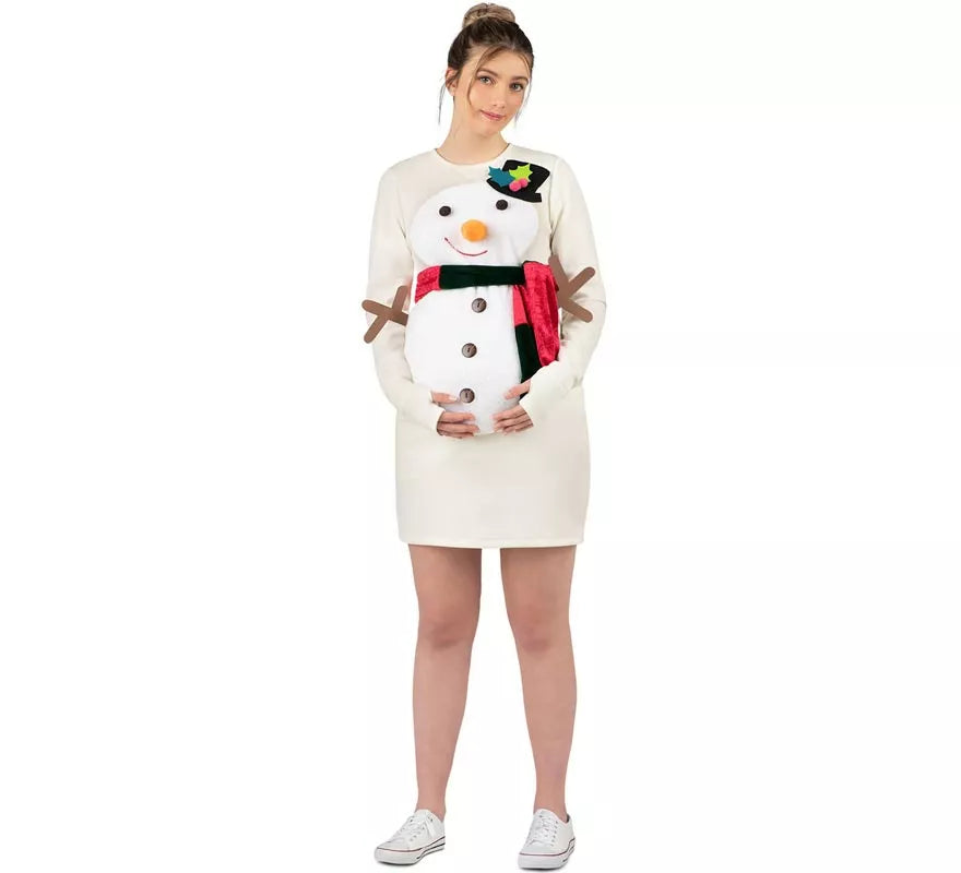 Disfraz de Muñeco de Nieve en vestido para embarazadas