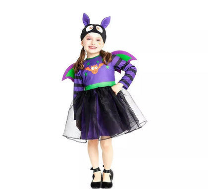 Disfraz de Murciélago morado con gorro y alas para bebé y niña