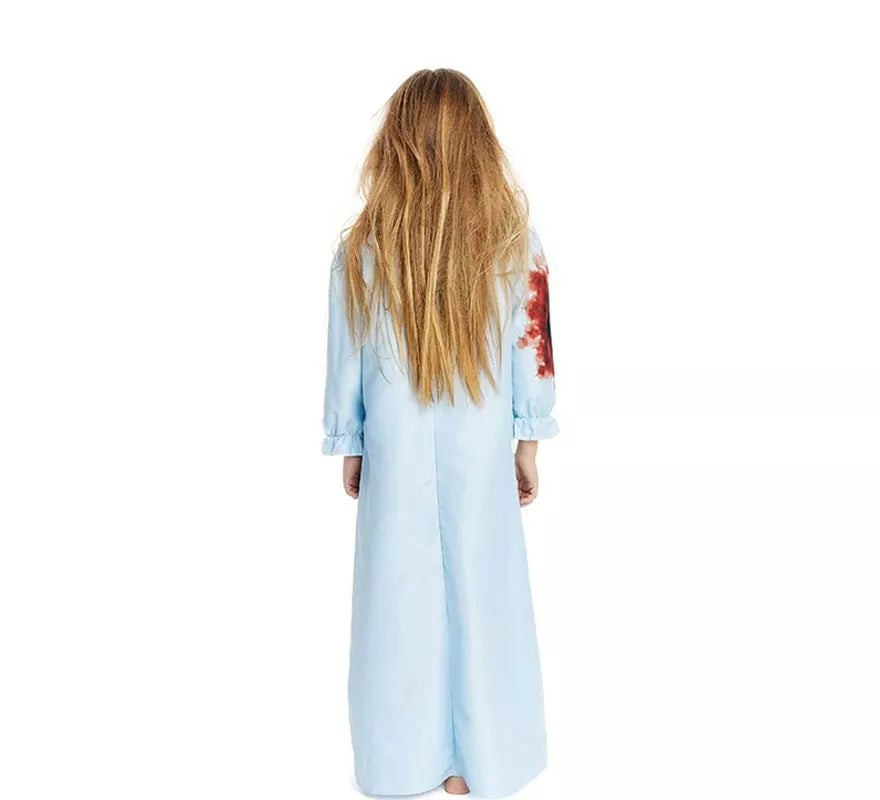Disfraz de Niña Endemoniada en bata azul para niña y adolescente