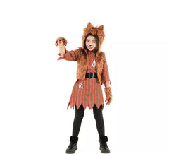 Wolf Girl costume with gloves for girls