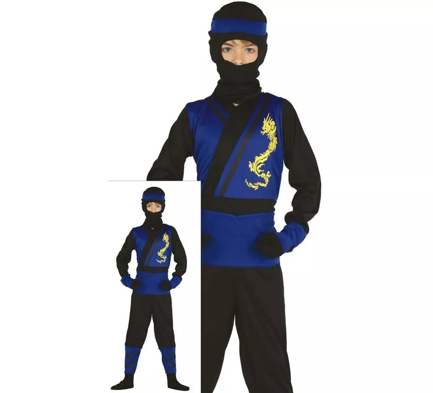 Disfraz de Ninja azul y negro para niño