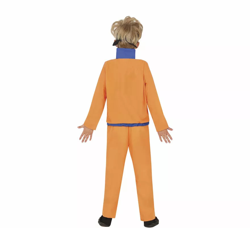 Disfraz de Ninja de Anime Naranja y Azul para niño