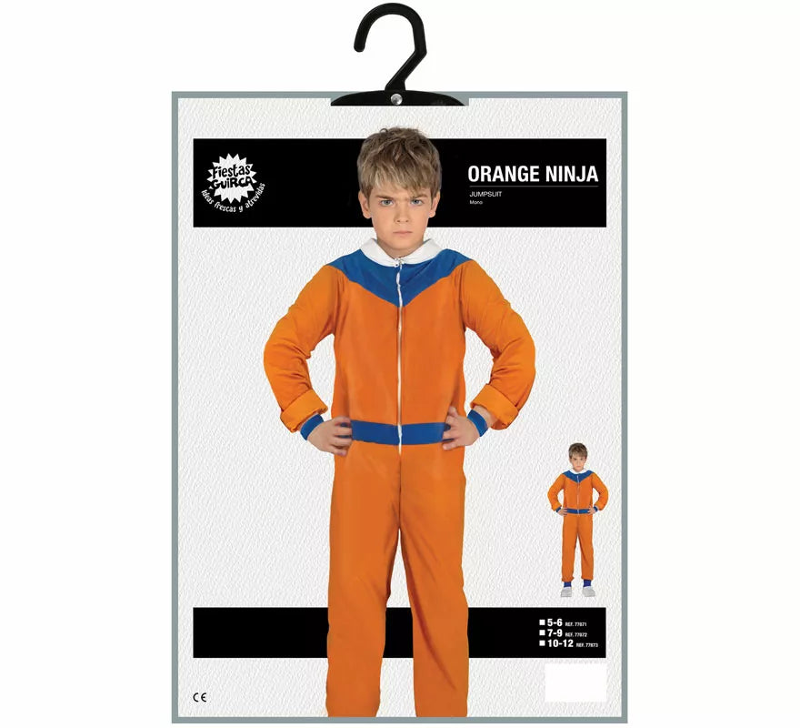 Translation missing: en.Disfraz de Ninja de Anime Naranja y Azul para niño