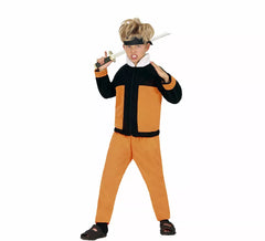 Orange and Black Anime Ninja Costume for Boys