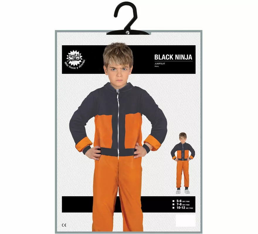 Translation missing: en.Disfraz de Ninja de Anime Naranja y Negro para niño