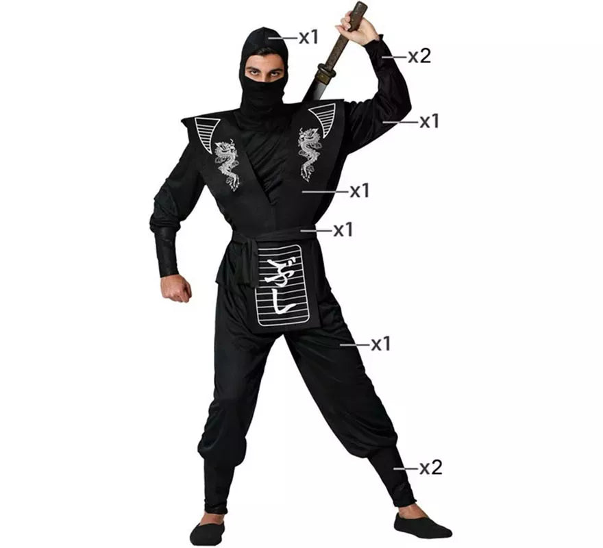 Disfraz de Ninja Dragón blanco para hombre