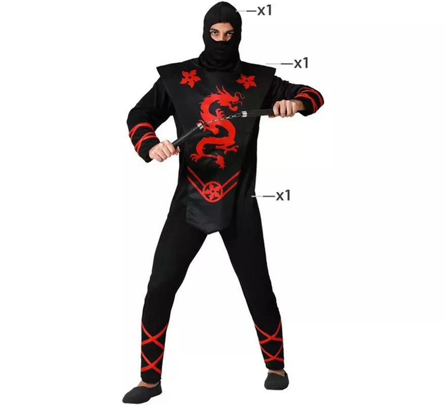 Disfraz de Ninja Dragón rojo para hombre