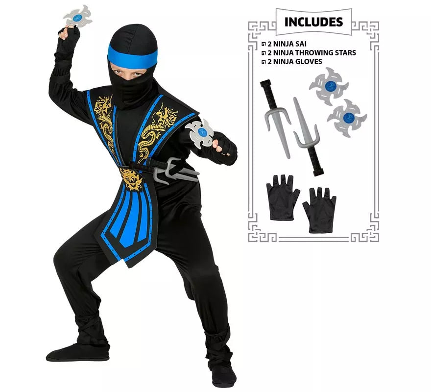 Disfraz de Ninja Kombat Azul con Armas para niño