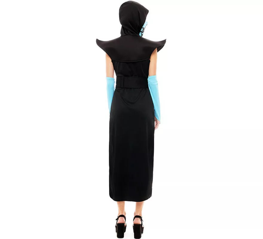 Disfraz de Ninja Kombat azul y negro para mujer
