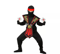 Red Ninja Kombat Costume with Weapons for Boys