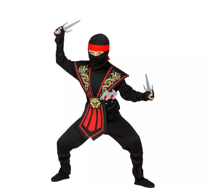 Disfraz de Ninja Kombat Rojo con Armas para niño