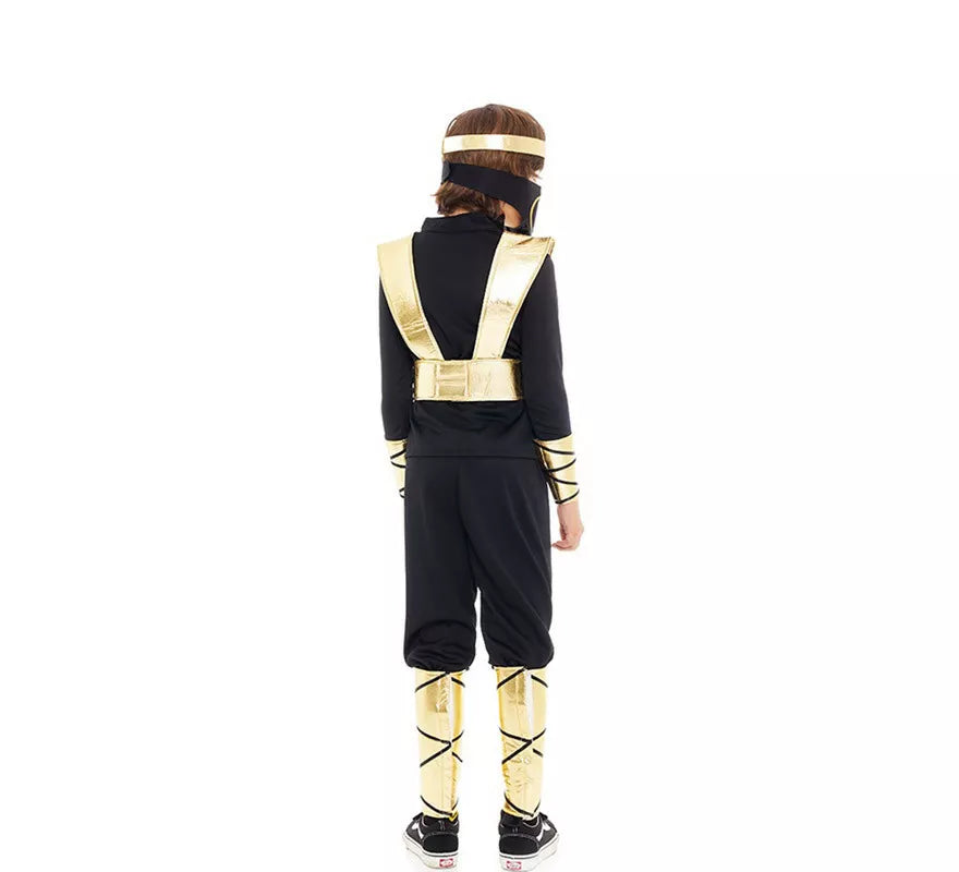 Disfraz de Ninja Kombat Serpiente negro y dorado para niños