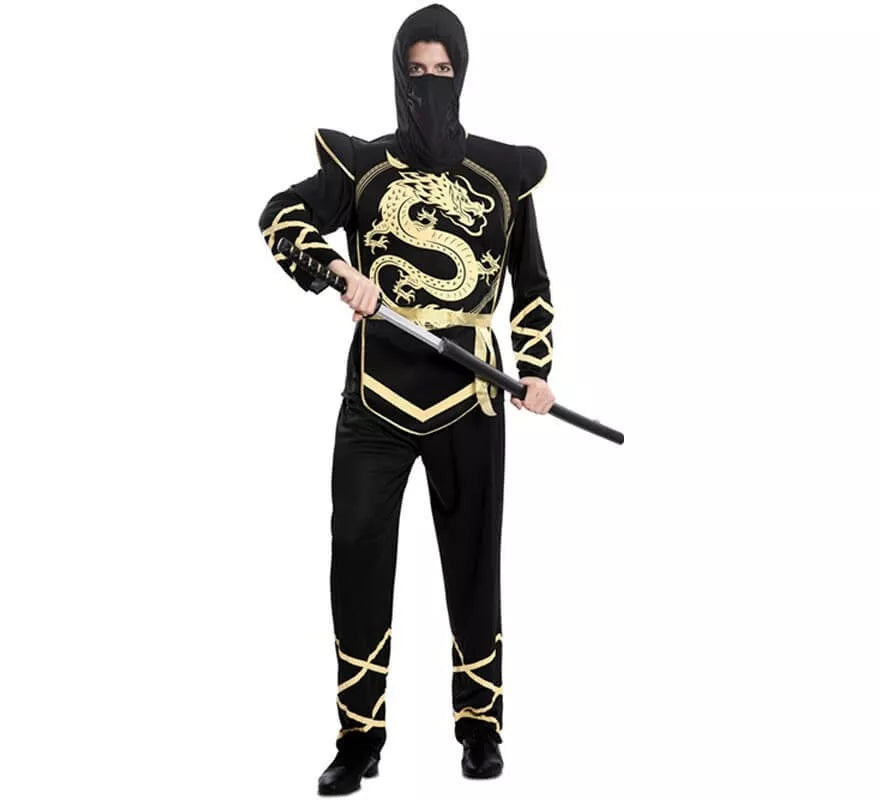 Translation missing: en.Disfraz de Ninja Negro y Dorado para hombre