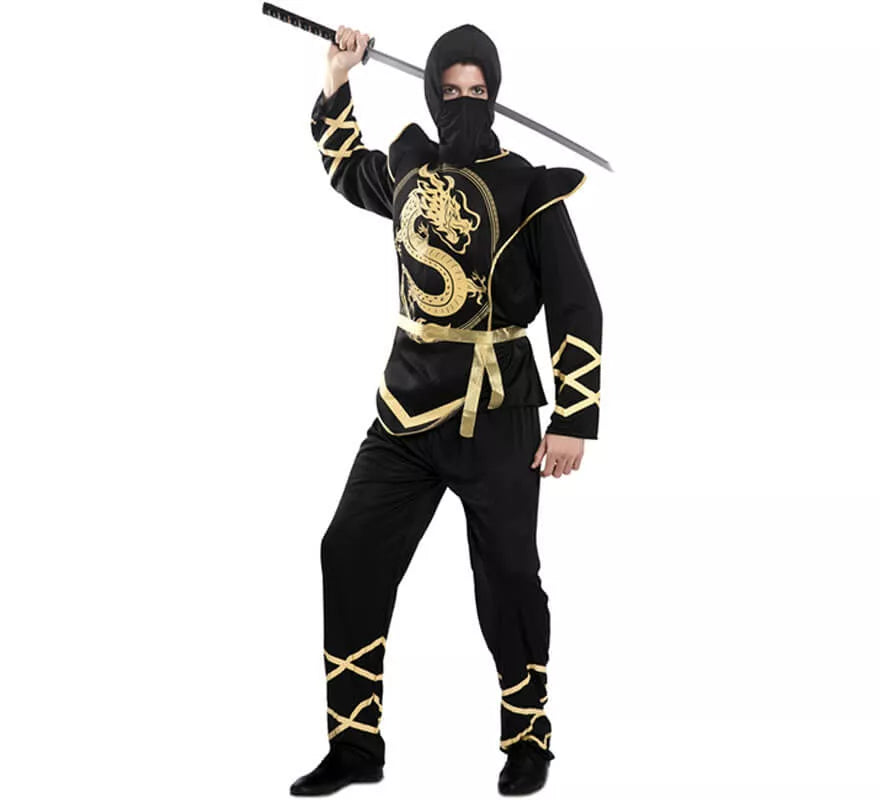 Translation missing: en.Disfraz de Ninja Negro y Dorado para hombre