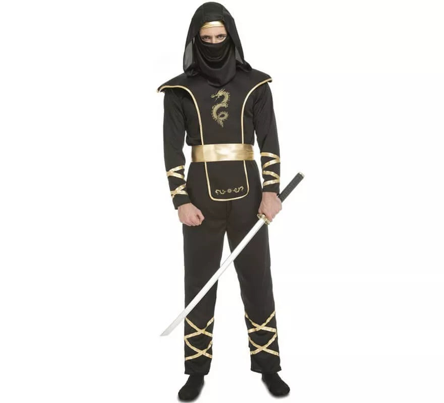 Translation missing: en.Disfraz de Ninja Negro y Dorado para hombre