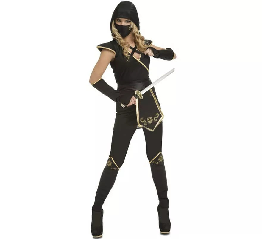 Translation missing: en.Disfraz de Ninja Negro y Dorado para mujer