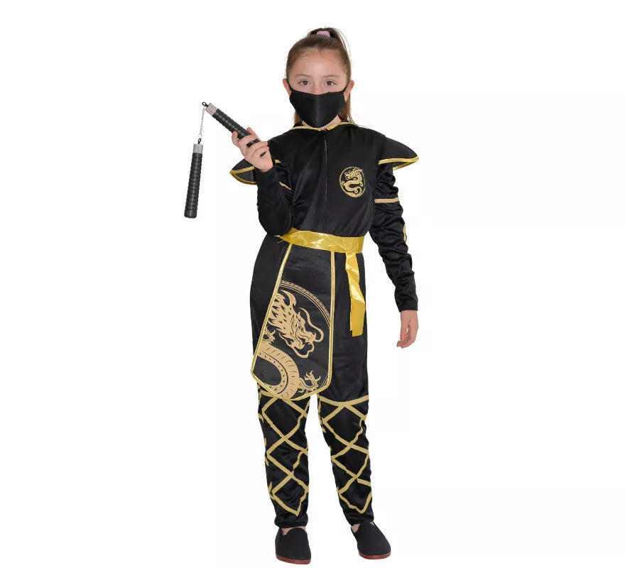 Translation missing: en.Disfraz de Ninja Negro y Dorado para niña