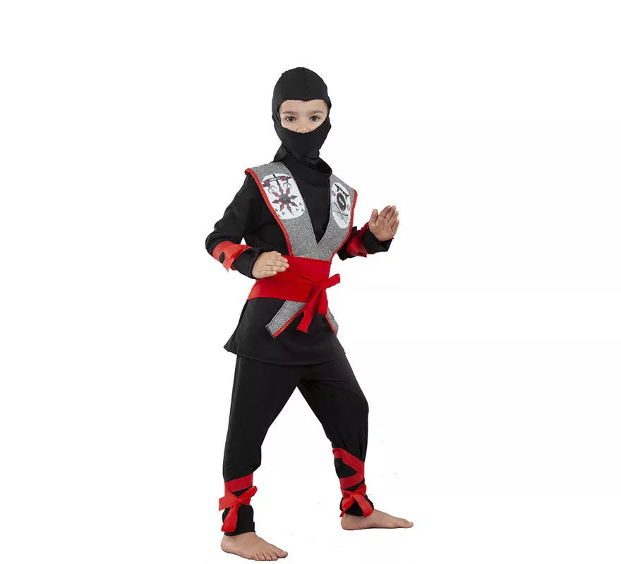 Disfraz de Ninja Negro y Rojo para niños