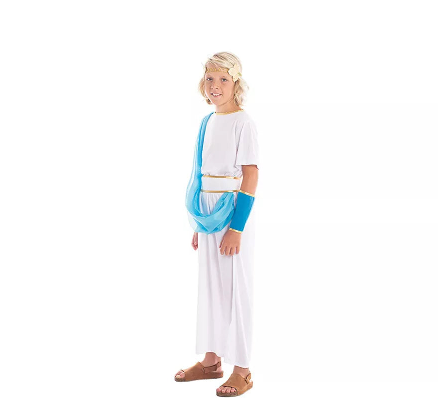 Disfraz de Noble Griego blanco y azul para niño