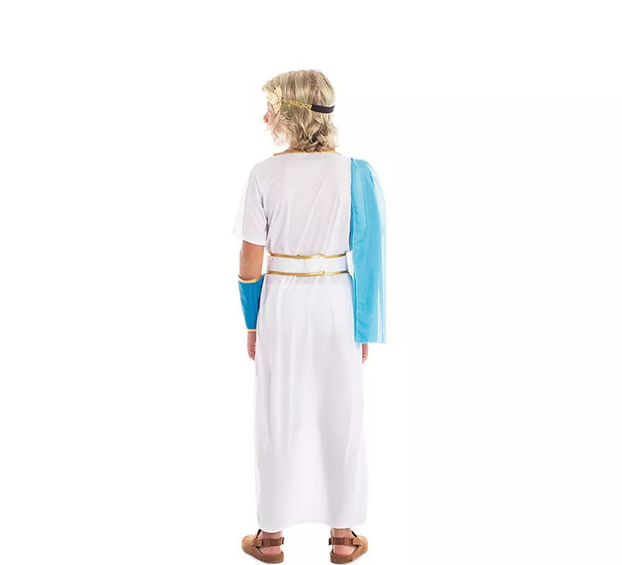 Disfraz de Noble Griego blanco y azul para niño