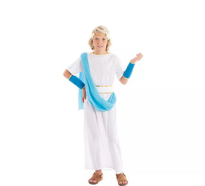 Disfraz de Noble Griego blanco y azul para niño