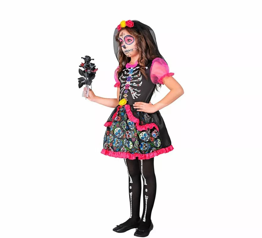 Translation missing: en.Disfraz de Novia Catrina Día de los Muertos para niña