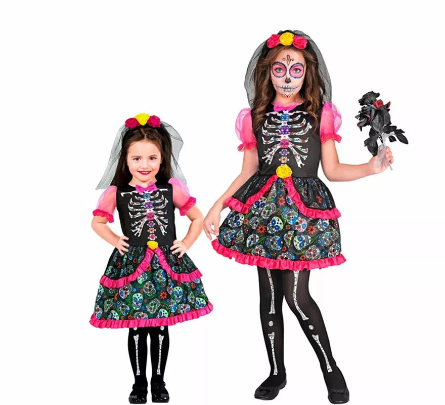 Translation missing: en.Disfraz de Novia Catrina Día de los Muertos para niña