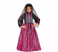 Fuchsia Skeleton Bride Costume for Girls