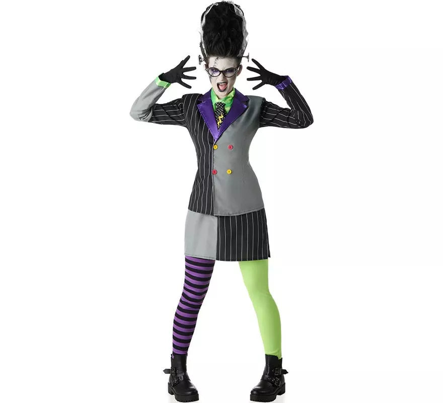 Translation missing: en.Disfraz de Novia Frankenstein traje a rayas para mujer