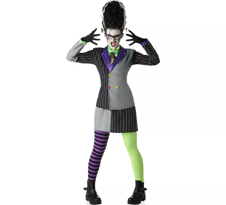 Disfraz de Novia Frankenstein traje a rayas para mujer