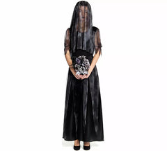 Gothic Bride Costume with Veil for Women
