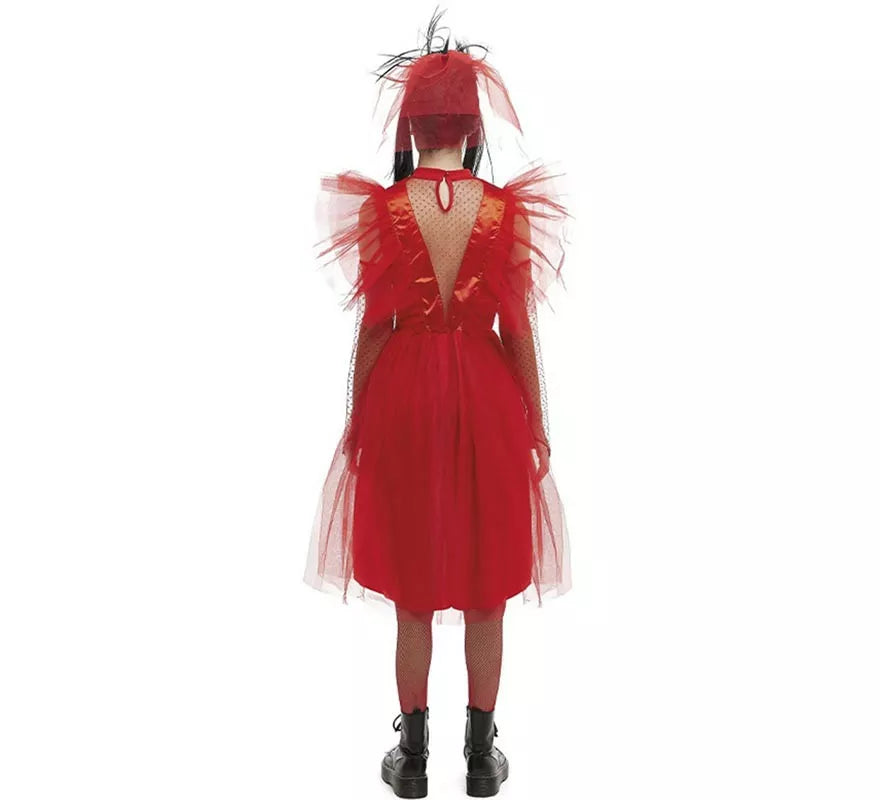Disfraz de Novia roja de Fantasma a rayas para mujer