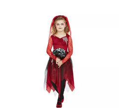 Red Zombie Bride costume for girls