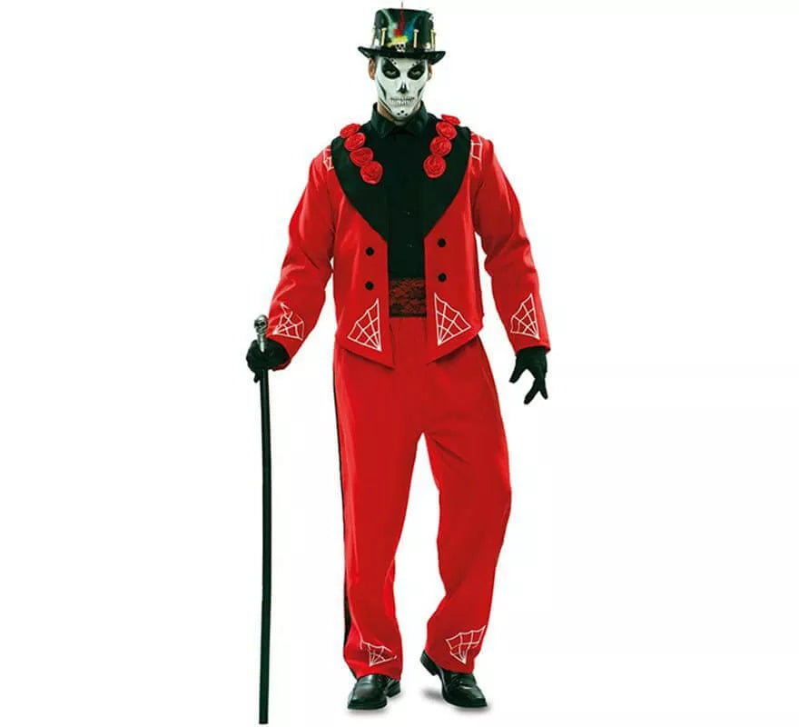 Disfraz de Novio del Día de los Muertos Rojo para hombre
