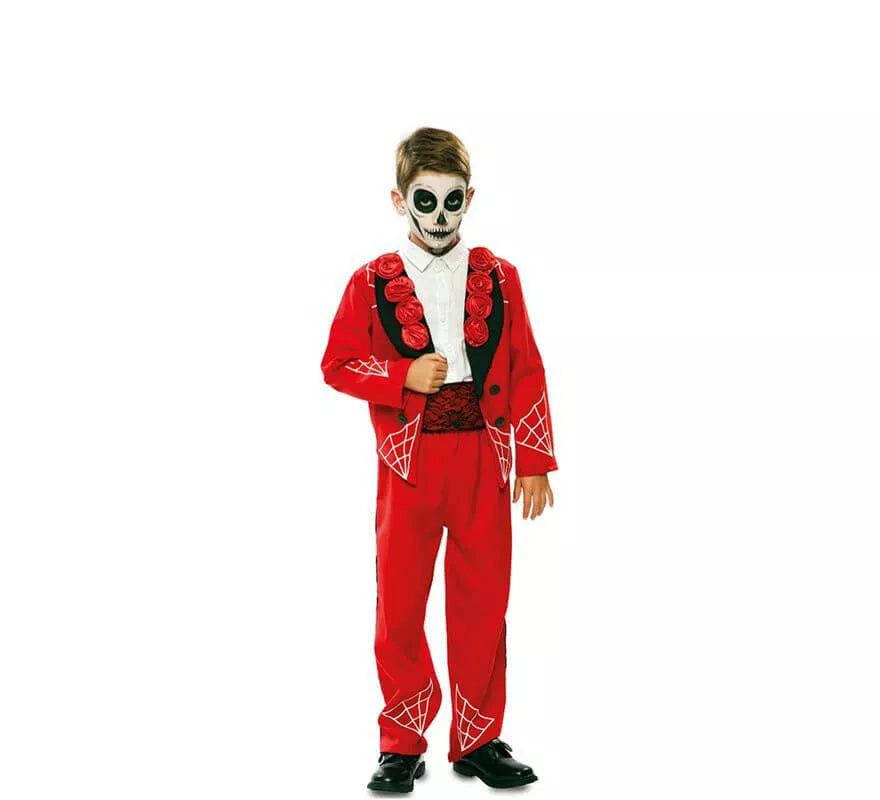 Disfraz de Novio del Día de los Muertos Rojo para niño