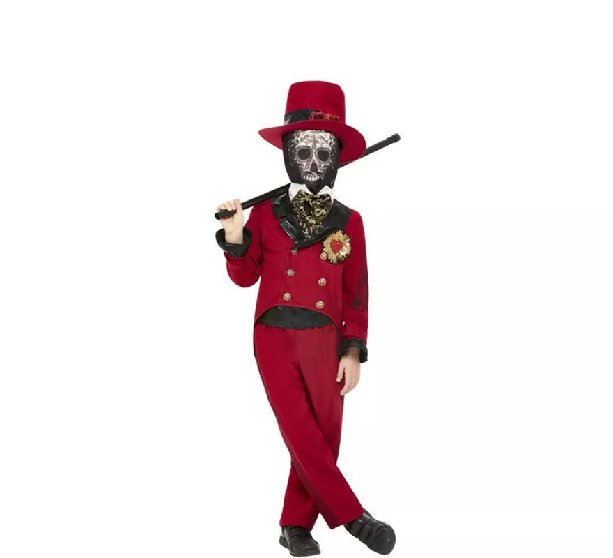 Translation missing: en.Disfraz de Novio del Día de los Muertos Borgoña para niño
