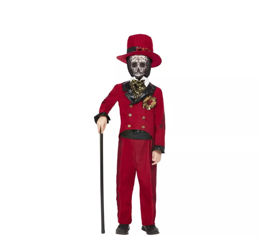 Disfraz de Novio del Día de los Muertos Borgoña para niño