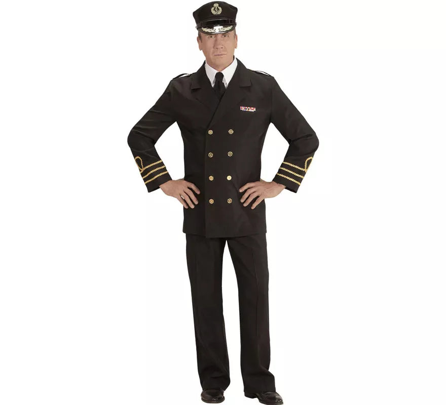 Disfraz de Oficial de la Marina en Negro para hombre