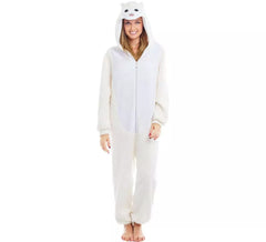 White Sheep Costume with Hood for Adults